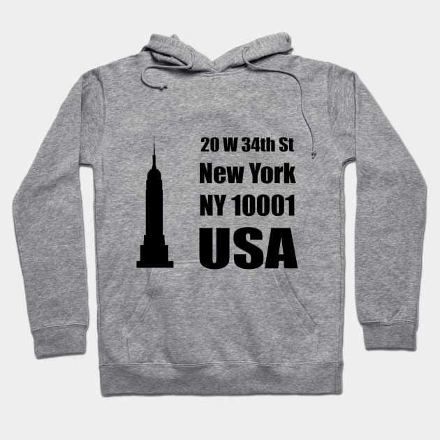 Empire State Building Silhouette Address Hoodie by Wayne Brant Images